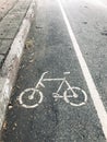 Bicycle path symbol on the road. Royalty Free Stock Photo