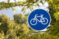 Bicycle pathway in the city sign Royalty Free Stock Photo