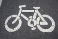 Bicycle pattern printed on the road