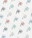 Bicycle pattern on textured watercolor paper