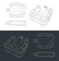 Bicycle pedal blueprints illustration