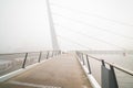 Bicycle pedestrian bridge with fog