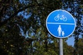 Bicycle and pedestrian shared path sign