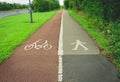 Bicycle and pedestrian sign painted Royalty Free Stock Photo