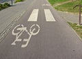 Bicycle pictogram, road marking, bicycle track. City