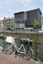 Bicycle on prinsengracht opposite anne frank house Royalty Free Stock Photo