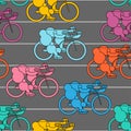 Bicycle race pattern. Cyclist background. Racers on bicycles. Sp