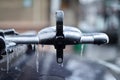 Bicycle rack on a car covered in ice after frozen rain Royalty Free Stock Photo