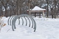 Bicycle Rack in Minnehaha Park, Winter in Minnesota