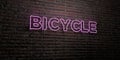 BICYCLE -Realistic Neon Sign on Brick Wall background - 3D rendered royalty free stock image