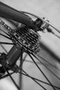 Bicycle rear wheel and cassette as abstract background Royalty Free Stock Photo