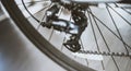 Bicycle rear wheel with gears close up Royalty Free Stock Photo