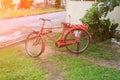 Bicycle red classic vintage in former beautiful with copy space