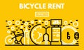 Bicycle rent banner, outline style