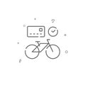 Bicycle rent simple vector line icon. Symbol, pictogram, sign isolated on white background. Editable stroke Royalty Free Stock Photo