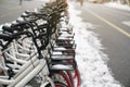 Bicycle rental service on city road parking