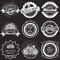 Bicycle rental vector vintage badges, labels, emblems, logo