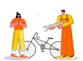 Bicycle Repair. Flat style vector illustration.