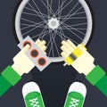 Bicycle repair, seal the tire puncture Royalty Free Stock Photo