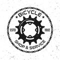 Bicycle repair service vector round vintage emblem Royalty Free Stock Photo