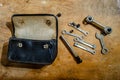 bicycle repair tools and pouch Royalty Free Stock Photo