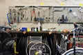 Bicycle repair workshop Royalty Free Stock Photo