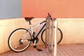 Bicycle in retail strip center Royalty Free Stock Photo