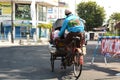 Bicycle rickshaw or becak, the traditional transportation. Yogyakarta. Java. Indonesia