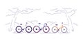 Bicycle ride in forest semi flat RGB color vector illustration