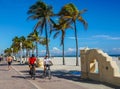 Bicycle rider at the Hollywood Beach Broadwalk in South Florida Royalty Free Stock Photo