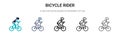 Bicycle rider icon in filled, thin line, outline and stroke style. Vector illustration of two colored and black bicycle rider Royalty Free Stock Photo