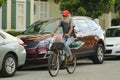 Bicycle rider in Key West, Florida Royalty Free Stock Photo