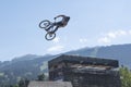 Close-up of competitor practicing his jumping at Crankworx Whistler 2022