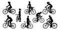 Bicycle Riding Bike Cyclists Silhouettes Set