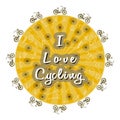 Bicycle riding on circle and text - I Love Cycling