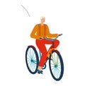 Bicycle riding together, bicycle, young healthy happy exercise, isolated on white, flat style vector illustration.