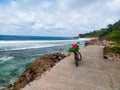 Bicycle on the road near with ocean