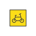 Bicycle road sign flat icon Royalty Free Stock Photo