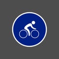 Bicycle road sign, vector isolated cyclist symbol