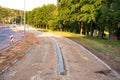 Bicycle road under construction Royalty Free Stock Photo