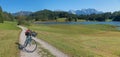 Bicycle route around geroldsee in bavarian landscape