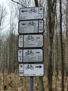 Bicycle route direction signs in the wods around Katowice, Poland Royalty Free Stock Photo