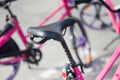 bicycle saddle close up on street Royalty Free Stock Photo