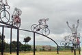 Bicycle sculpture on the side of the road