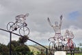 Bicycle sculpture on the side of the road