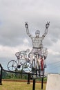 Bicycle sculpture on the side of the road