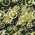 bicycle seamless pattern over camouflage water color effect