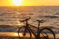 Sunset on the sea and Bicycle, Bicycle on the seashore
