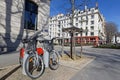Bicycle sharing system in Brotteaux district of Lyon Royalty Free Stock Photo