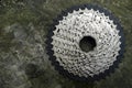 Bicycle parts, cassette sprocket shown from the side